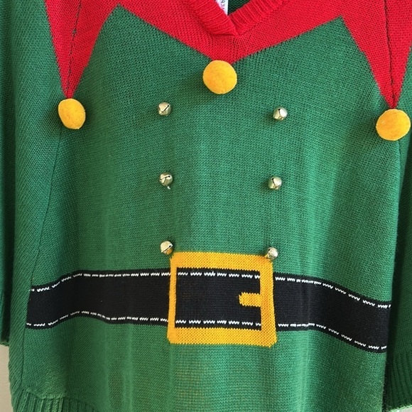 Christmas Elf Knit Poncho Size S/M - Picture 3 of 8